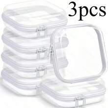 Transparent Hard Mini Travel Storage Box With Zipper Closure - Portable Storage Container, Perfect For Travel, Available In Small And Medium Sizes, Versatile For Daily Storage, Camping And Office Use - Transparent - View 2