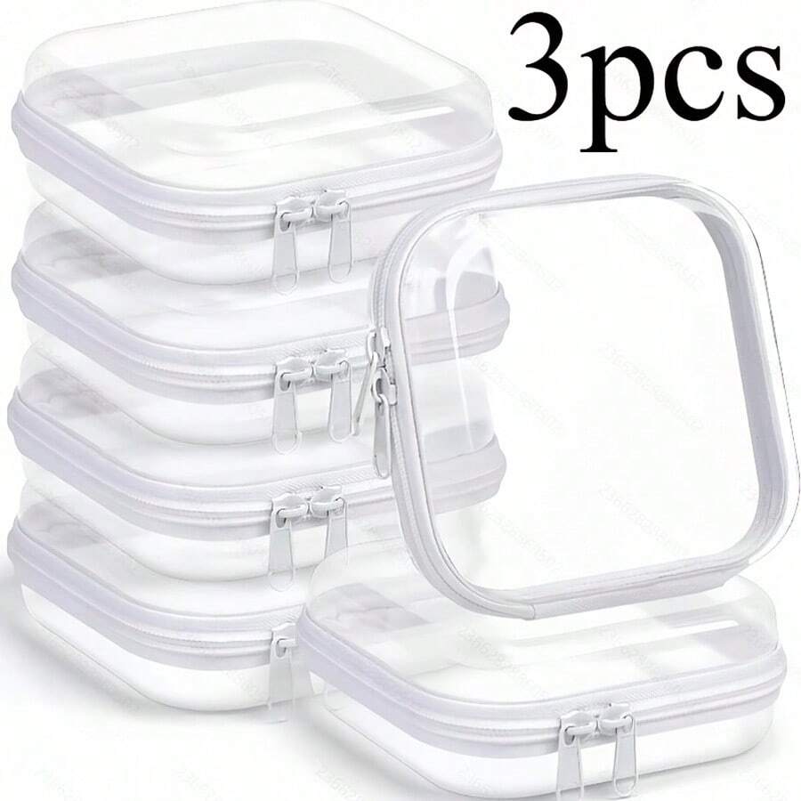 Transparent Hard Mini Travel Storage Box With Zipper Closure - Portable Storage Container, Perfect For Travel, Available In Small And Medium Sizes, Versatile For Daily Storage, Camping And Office Use
