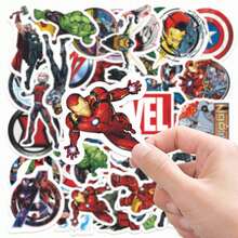 1set/50pcs Hero Graffiti Stickers, Featuring A Plethora Of Classic Character Patterns. Can Be Attached To Computers, Water Bottles, And Bicycles, Making It A Fun Little Gift For Children. (Stochastic Style) - Multicolor - View 2