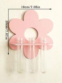 1pc/2PCS Flower Shaped Wall Hanging Test Tube Display Rack, Cute Light Pink Style Hanging Vase Decor, Suitable For Plant Cultivation, Bedroom, Dorm, Home Wall Decoration - A - View 9