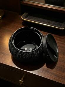 Ins Style Embossed Water Ripple Jewelry Storage Jar With Lid, Dust-Proof, Easy To Store Earrings And Bracelets, Minimalist Spherical Design, Gentle Multi-Color, Highly Attractive Desktop Decor, Perfect For Bedroom Vanity To Create Atmosphere - Multicolor - View 10