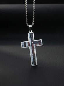 Street Stainless Steel Necklace With Retro Flag Print Geometric Pendant For Men Daily Street Wear - Silver - View 1