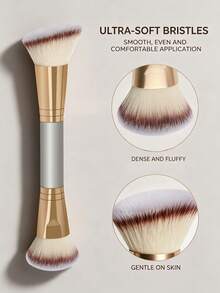 1pc Dual-Ended Foundation Brush, Multi-Function Dual-Ended Brush For Liquid Foundation, Blush Liquid, Kabuki Foundation Brush, Powder Brush, Blush Brush, Multi-Function Makeup Brush, Beauty Tool For Women - Rose Gold - View 3