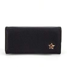 Women's Phone Wallet Clutch With Shoulder Strap, Crossbody Minimalist Long Wallet - Black - View 2