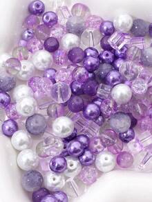 beadia 100/250g 2-10mm 紫色系列混色玻璃珠，多款式 DIY 珠寶手工配件，項鍊與手鍊製作材料，適合女性 - 紫色系 - 查看 4