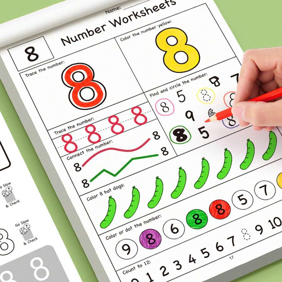 1pc Number Practice Workbook, Number Tracing & Counting Activity Book, Cool Math Learning Book For Handwriting Practice, DIY Writing Training Activity Book - Multicolor - View 1
