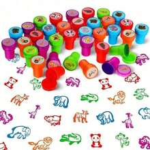 40pcs Children's Animal Stamp Set, Colorful Self-Inking Cartoon Stamps, Includes Various Animal Patterns, Fun Classroom Rewards, Gift Giving, School Supplies, Arts & Crafts Activities, Birthday Gifts For Boys And Girls - Multicolor - View 6