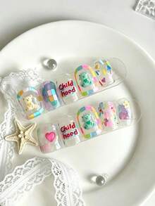 1box/2boxes Fall Autumn Christmas Winter Fall Nails Colorful Long Rectangular Nail Art Glitter Matte Texture Rich Colors Autumn Christmas Atmosphere Nail Art DIY Materials - Multicolor - View 3