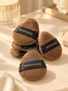 5pcs Chocolate Color Plush Makeup Puff, Bouncy Cushion, Dual-Use Wet And Dry Makeup Tool, Soft Skin-Friendly Beauty Egg - Multicolor - View 1