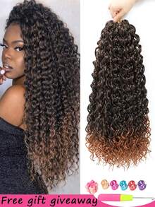 Bohemian Curly Crochet Hair 18/24 Inch 3 Packs, Water Wave Synthetic Crochet Braids Hair Extensions, Free Crochet Needle & Hair Rings, Halloween Party Hairstyle - Multicolor - View 14