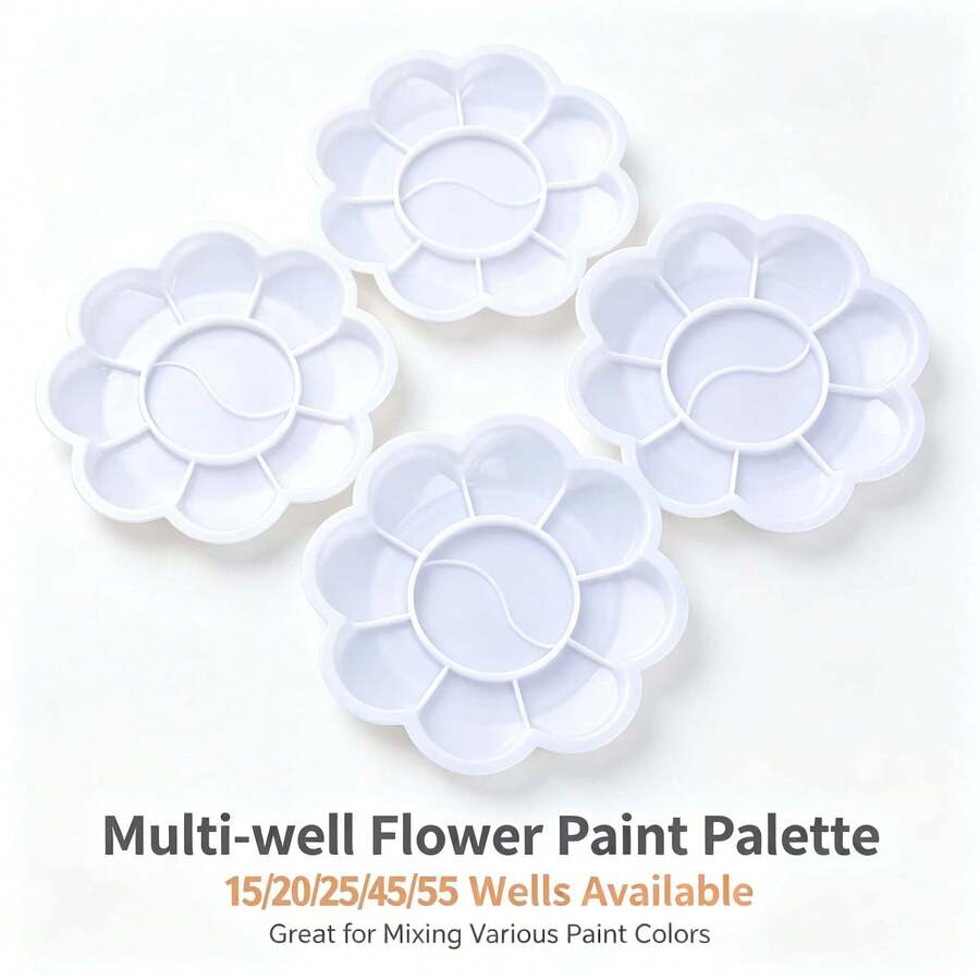 Multi-Compartment Floral Palette, Available In 15/20/25/45/55 Slots, Cute Mini Flower Shape, Suitable For Mixing Multiple Paint Colors - A - View 1