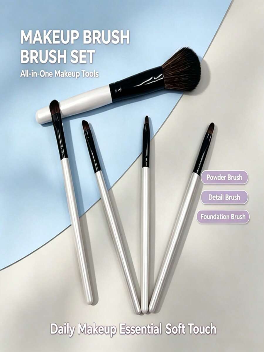 5Pcs Multipurpose Makeup Brush Set Soft Bristles Cosmetic Blending Tool For Face Eye Detail Application