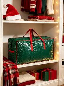 Extra Large Christmas Tree Storage Bag With Zipper And Handles, Holiday Gift/Wreath/Wrapping Paper Storage Bag, For Christmas Storage, Garage, Attic, Garden Storage Room, Holiday Decoration Organization, Large Capacity Outdoor Storage Bag, Garden Home Storage Bag - Green - View 3