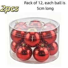 Red Heart & Round Ball Ornament Set, Glass & PVC Hanging Baubles, Glossy & Matte Dual Finish Valentine Christmas Hanging Decorations, Reusable Festive Pendant For Christmas Tree, Wreath, Gift Box, Holiday Home Party Decor Supplies - 12-pack Christmas Ornaments - View 14