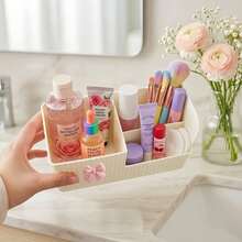 1pc Integrated Multi-Section Plastic Desktop Storage Box With Cute And Beautiful Pink Bow, Suitable For Desktop, Office Supplies, Pen Holder, Desktop Makeup Storage Box, Space-Saving - Multicolor - View 8