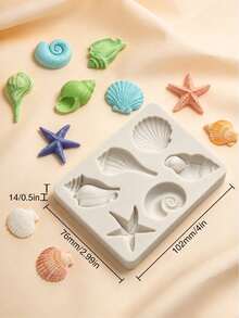 3D Sea Shell Conch Starfish Silicone Mold Fondant Candy Chocolate Baking Tool For Cake Decoration Cupcake Topper DIY,Baking Supplies,Sugarcraft Mold - Light Grey - View 8