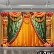 1pc Photo Backdrop For Diwali Worship Ceremony. Suitable For Durga Puja, Traditional Worship Platforms, Etc. - Multicolor - View 6