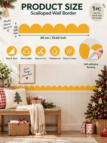 SUPSTICKER ملصق حائط بتصميم صدفة قابل للتقشير واللصق، ملصق حائط قابل للإزالة، 3.94*23.62 بوصة، 8 ألوان لديكور غرفة المعيشة والمنزل - متعدد الألوان - مشاهدة 17