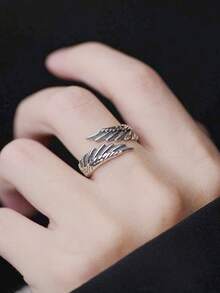 1pc Vintage Punk Wing Copper Adjustable Open Ring Unisex Fashion Jewelry - Wings - View 2