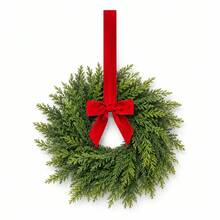 Thewe 17" Christmas Cedar Wreaths For Front Door, Real Touch Handmade Full Artificial Cedar Wreath Set, Faux Greenery Christmas Wreath For Indoor Outdoor Mantle Porch Window Farmhouse Decor - Multicolor - View 1