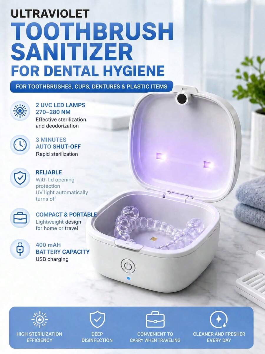 YUNCHI Multifunctional Denture Case, Oral Denture Care Cleaning Box, Orthodontic Braces, Dental Retainer Storage Box - Multicolor - View 1