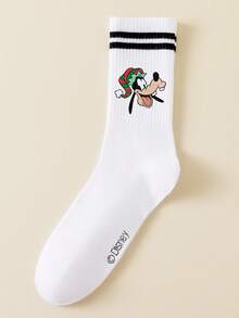 1/5 Pairs Disney Men's Mid-Calf Socks, Double Stripe Cartoon Graphic, Simple Breathable Sports Socks, Christmas Gift Socks - Multicolor - View 11