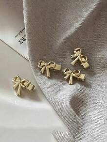 2PCS/4PCS Gold Metal Bow Hair Clips : Mini Glossy Barrettes, Y2K Coquette Hair Accessories For Women And Girls Sweet Gift For Parties - Gold - View 4