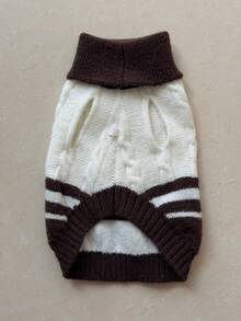 White Coffee Color Preppy Style Pet Sweater, High Neck Knitted Outfit For Cats And Dogs In Autumn/Winter - Multicolor - View 5