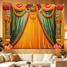 2D Flat, 1pc Set Festival Ritual Photo Backdrop, Suitable For Durga Puja, Traditional Ritual Altar And Other Occasions. - A - View 5