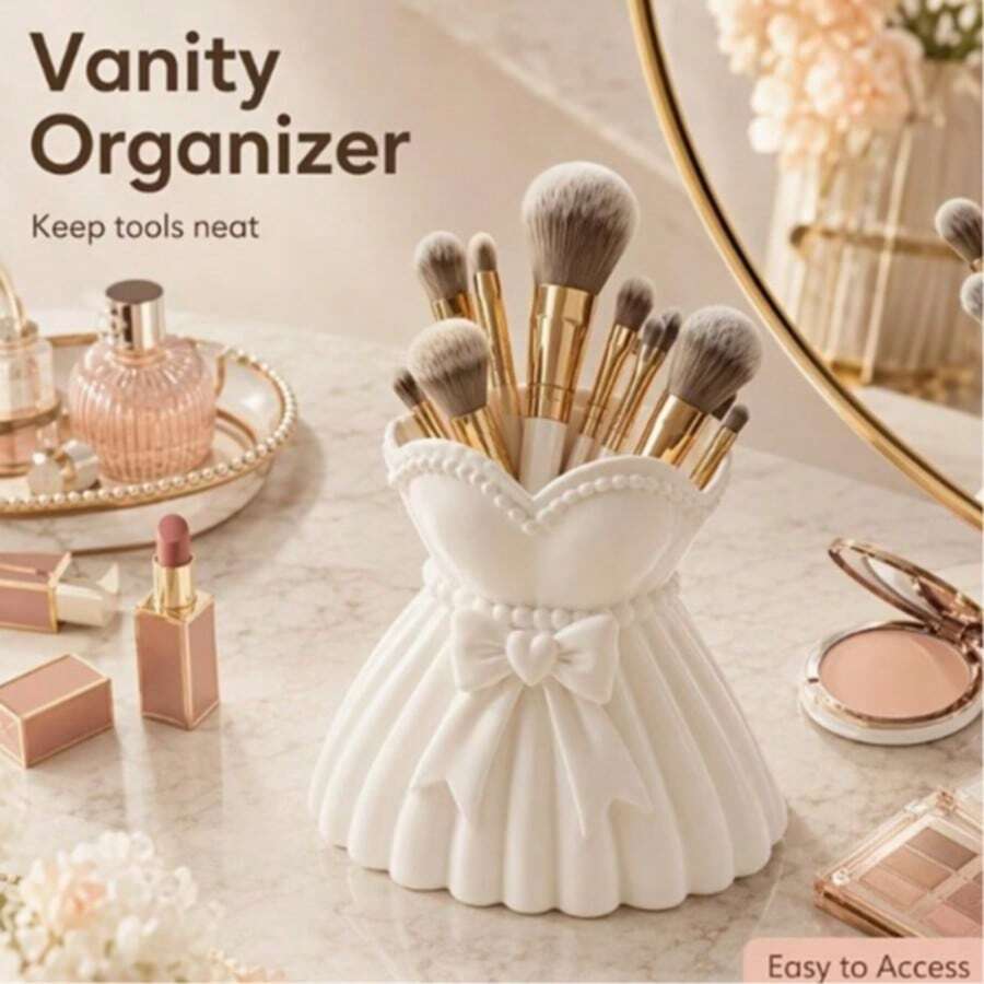 3D Printed Butterfly Wedding Dress Storage Bucket, Vanity Makeup Brush Holder, Desktop Ornament, Cosmetic Storage Box - Multicolor - View 1