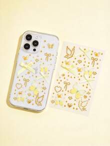 1pc Multi-Color Bow & Heart Rhinestone Decor Sticker Set, 3D Self-Adhesive Decorative Stickers With Exclusive Tweezers, Sweet & Cool Girl Style, For Phone, Laptop, Phone Case, Earphone Case, Water Bottle, Gift Box Packaging, Photo Album, Jewelry Handmade Crafts, Camera Lens Decoration - one-size - View 8