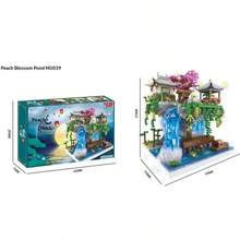 1pc Popular Peach Blossom Pond Non-Lighted Educational Building Blocks Toy, High Difficulty Giant Size Building Blocks Ornament, Ancient Style Handmade Assembly House, Scene Construction Super Difficult - Building Blocks - Ornament - Ancient Style - Immersive - Multicolor - View 10