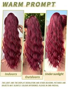 HEYPINK Burgundy Long Wavy Heat-Resistant Synthetic Fiber Claw Clip Drawstring Ponytail Hair Extension For Women Daily Use, Halloween - Burgundy - View 4