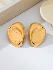 1 Pair Exaggerated Geometric Stud Earrings For Women, European And American Style - Yellow Gold - View 6