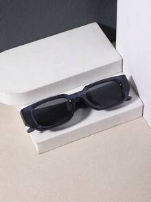 1 PC Men's Rectangle Fashion Glasses Narrow Frame PC Material Solid Color Lens Casual Style Lightweight For Driving Outdoor Street With Glasses Box - Multicolor - View 3