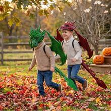 1pc Kids Dragon Halloween One-Piece Jumpsuit, Cosplay Role Play Costume With Props, Halloween Outfit For Children - Multicolor - View 6