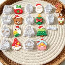 11pcs Santa Reindeer Tree Gingerbread Pattern Clay Cutting Molds, Polymer Clay Tools For Handmade Earring Pendant Ornament Making - 11 Pcs - View 5