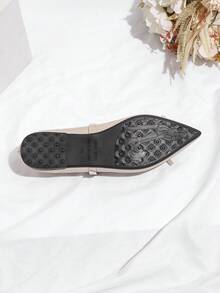 Sepatu Wanita Bertali Tunggal dengan Ujung Lancip, Ringan, Cocok untuk Perjalanan ke Kantor, Gaya Elegan - Aprikot - View 7