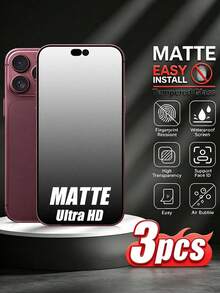 Gorilla Hero 3pcs Matte Screen Protector, Full Coverage Matte Surface Anti-Fingerprint, Anti-Drop, Anti-Scratch, Delicate Touch, High Definition, Compatible With IPhone Duo/18promax/18pro/18/17e/17 Pro Max/17 Pro/17Air/17/16 Pro Max/16 Pro/16 Plus/16/15 Pro Max/15//14/13/12 And Other Models. - Clear - View 10