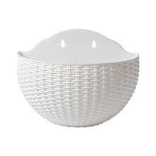 1pc Faux Rattan Bamboo Wall Hanging Planter, Semi-Circular Design, No Drilling Required, Perfect For Indoor And Outdoor Gardening, Balcony And Patio Decoration, Wall-Mounted Green Plant Pot - Flowerpot - View 25