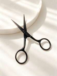 2pcs/1pc Black Sharp Beauty Scissors, Stainless Steel Pointed Eyebrow Trimming Scissors, For Trimming Facial Hair, Eyebrows, Nose Hair, Beard, Mini Portable Beauty Tool, Suitable For Travel And Bedroom Use - Black - View 3