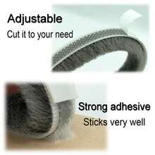 Strip Segel Sikat 3/5/10m untuk Pintu Geser dan Jendela, Strip Segel Sikat Perekat Mandiri, Tahan Angin dan Debu, Daya Rekat Lebih Kuat, Cocok untuk Pintu, Jendela, Pintu Lemari, Lebar 0,35 Inci x Tebal 0,2 Inci - abu-abu - View 8