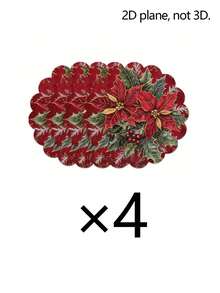 8pcs/4pcs/1pc Round Placemats, Winter Floral And Pine Cone Pattern, Suitable For Christmas Party Decoration, Theme Party, Christmas Dinner, Vintage Style Party - One Size Fits All - View 15