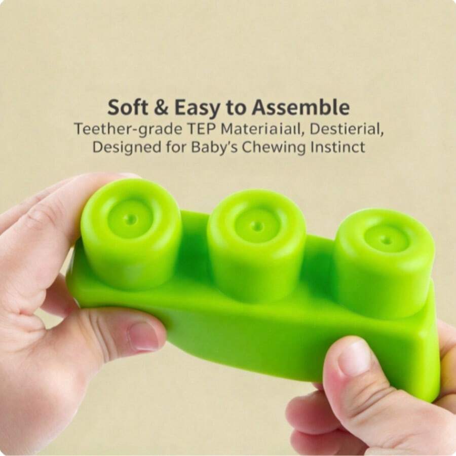 1pc Soft Rubber Large Building Blocks, Flexible Interlocking Construction Bricks, DIY Assembly Puzzle Toy, Creative Stacking Play Set For Kids & Teens