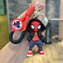 Hasbro Spider Character 3D Figure Keychain, Cute Q Version Hoodie Figurine Key Ring With Braided Wrist Strap, Handbag Backpack Decorative Bag Charm Pendant - One Size - View 7