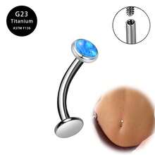 G23 Pure Titanium Floating Navel Ring 14G Internal Threaded Belly Piercing Jewelry Hypoallergenic - A - View 7