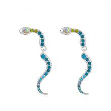 2pcs European And American Style Exaggerated Vintage Zodiac Snake Colorful Rhinestone Stud Earrings, Animal Alloy Pierced Earrings For Women - Colorful - View 5