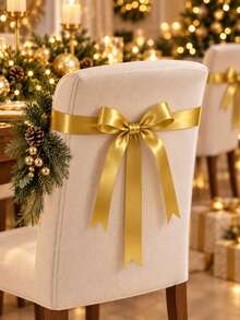 Gold Christmas Satin Ribbon 10 Yards Multiple Sizes Decorative Ribbon Satin Ribbon Suitable For DIY Crafts, Gift Wrapping, Bows, Parties, Weddings, Christmas Decorations (Paper Spool Not Included) - Gold - View 4