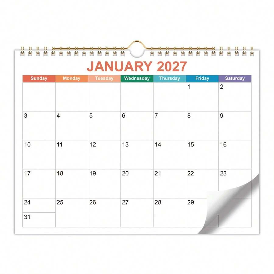 تقويم حائط بسيط 2027، تقويم شهري 12 شهر، مساحة كتابة شبكة كبيرة، مع منطقة تسجيل الملاحظات، تقويم تخطيط جدول المنزل والمكتب - بسيط-3 - مشاهدة 1