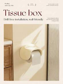 1pc Joivida Wall-Mounted Toilet Paper Holder, PET Waterproof Tissue Storage Box, Bathroom Toilet Paper Storage Rack, No-Drill Adhesive Tissue Holder, Suitable For Toilet, Bathroom And Washroom Storage - Multicolor - View 6
